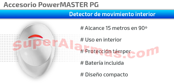 Sensor de movimiento para interior compatible con las alarmas PowerMASTER PG2