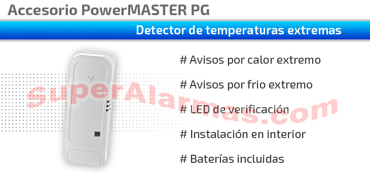 Detector de temperaturas extremas TMD 560 PG2 compatible alarmas PowerMASTER