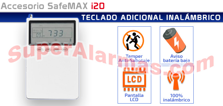 Teclado adicional para controlar el sistema de alarma IP SafeMAX i20.