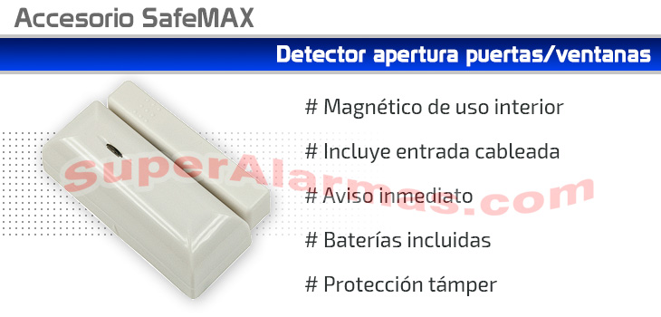 Detector de apertura para puertas o ventanas alarma SafeMAX