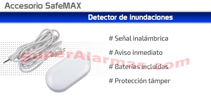 Detector de inundaciones inalámbrico para sistemas de alarmas SafeMax