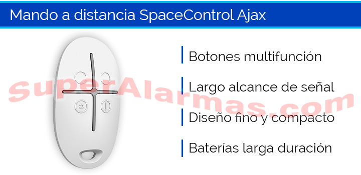 Mando a distancia SpaceControl para activar o desactivar la alarma Ajax 2 PLUS