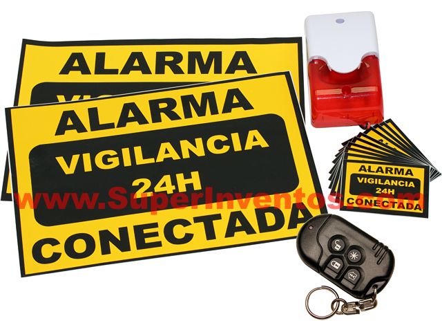 Ahora al comprar un kit basico le regalamos un segundo mando llavero, dos carteles disuasorios, 10 adhesivos de ventana y una sirena de exterior.