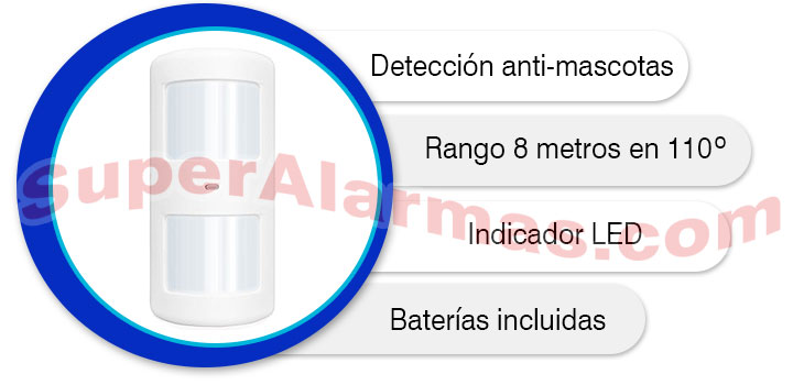 Detector de movimiento para alarmas Chuango Pir-910 anti mascotas