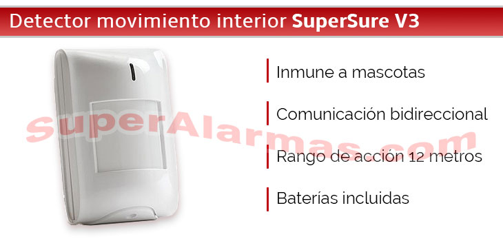 Sensor volumétrico de interior inmune a mascotas.