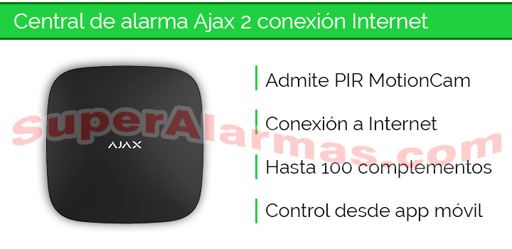Este kit incluye una central de alarma Ajax 2 con conexión a Internet