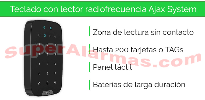 Ajax KeyPad Plus Negro con lector de radiofrecuencia para tarjetas sin contacto