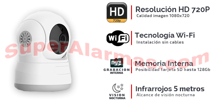 Cámara IP Wifi HD con grabación y movimiento.