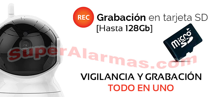 Cámara IP Wifi Full HD con grabación en tarjeta microSD interna.