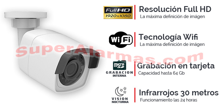 Cámara IP Wifi de exterior con grabación calidad Full HD
