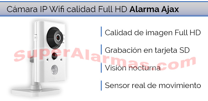 Cámara IP Wifi calidad Full HD compatible con su sistema de alarma Ajax videoverificado. 