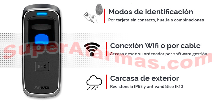 Control de acceso Wifi con lector de huella y tarjetas sin contacto. 